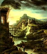 charles billoin paysage a l'aqueduc dit le soir oil on canvas